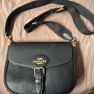 Coach Black Amelia Saddle Bag with Gold Hardware